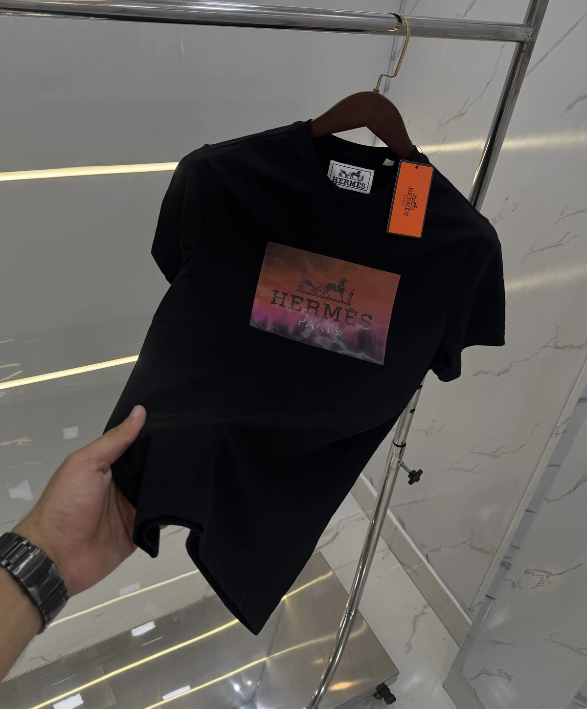 Hermes Black Logo Work Premium T-Shirt