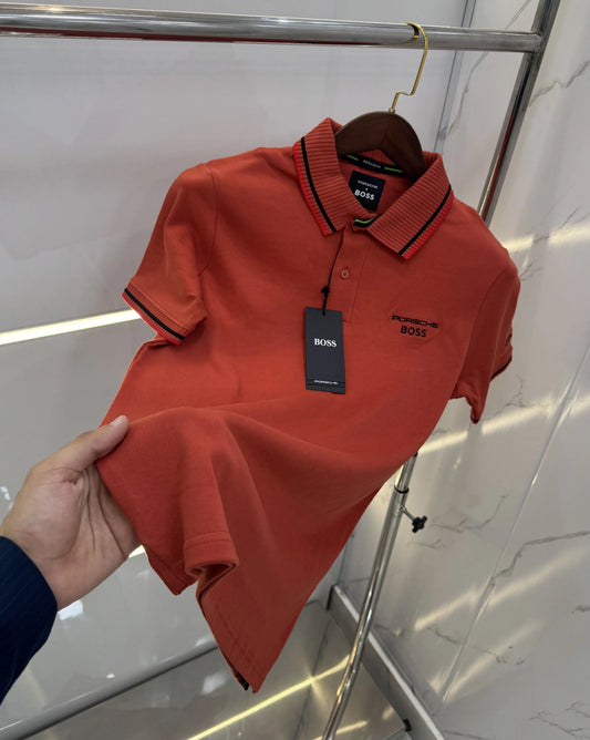Hugo Bos s Rust Logo Work Premium Polo T-shirt