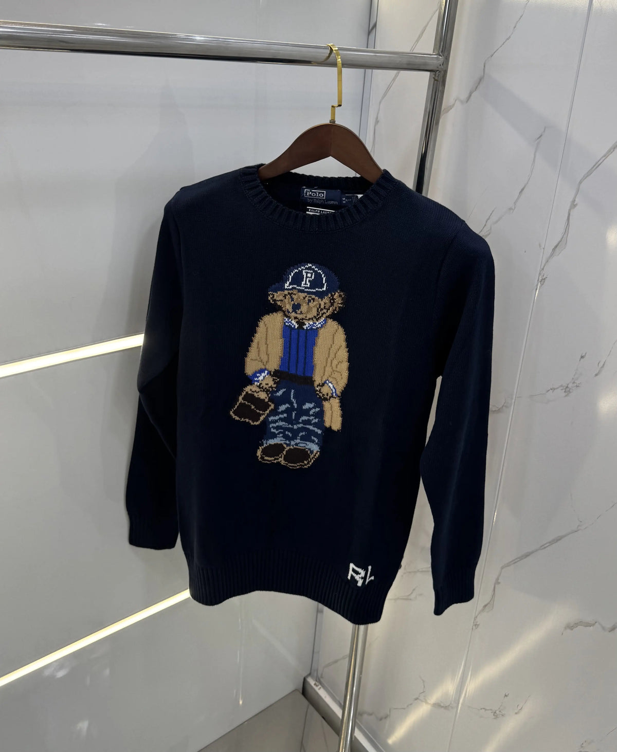 Ralph Laure.n Navy Blue Teddy Edition Knitted Imported Pull Over