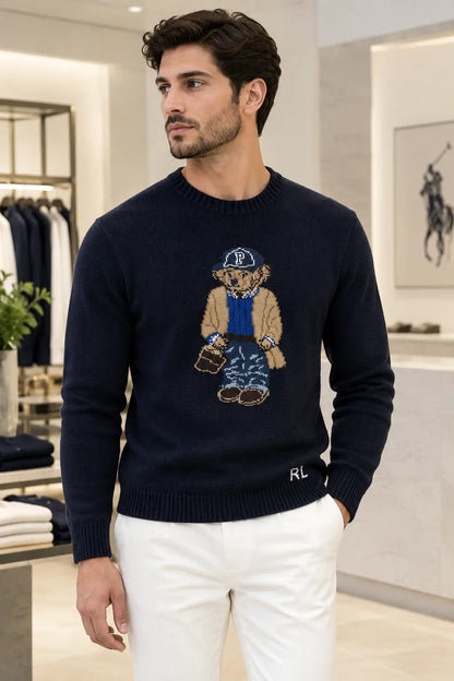 Ralph Laure.n Navy Blue Teddy Edition Knitted Imported Pull Over