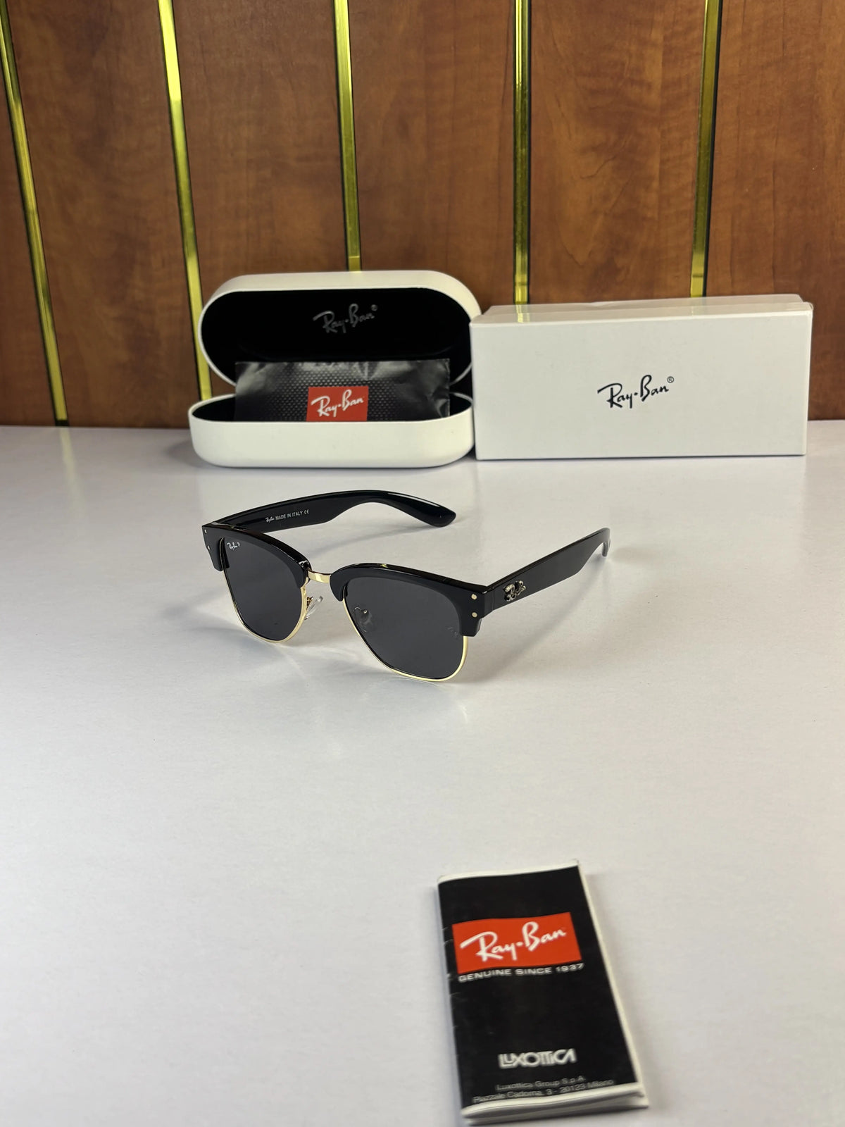 Rayban Clubmaster 0504 Gold Black 